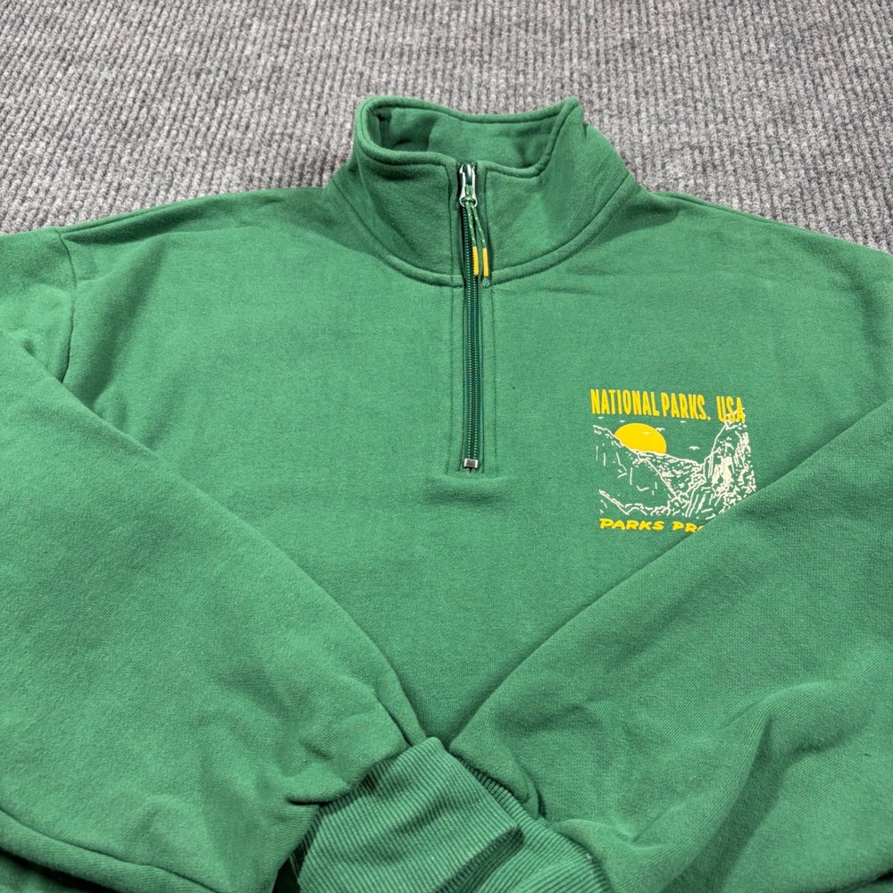 Parks Project Sweatshirt Mens M National Parks USA 1/4 Zip Sweatshirt Green